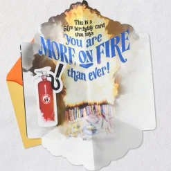You're More on Fire Than Ever Funny Pop-Up 50th Birthday Card