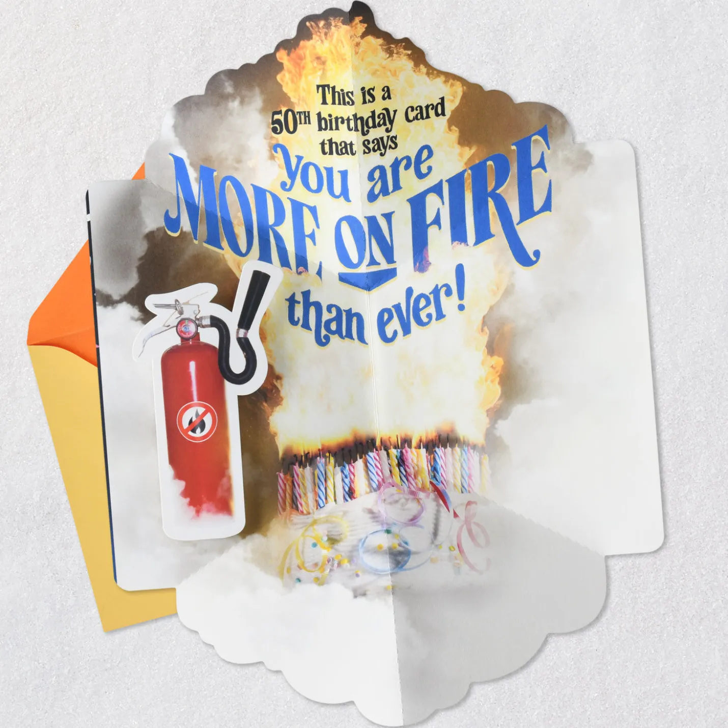 You're More on Fire Than Ever Funny Pop-Up 50th Birthday Card