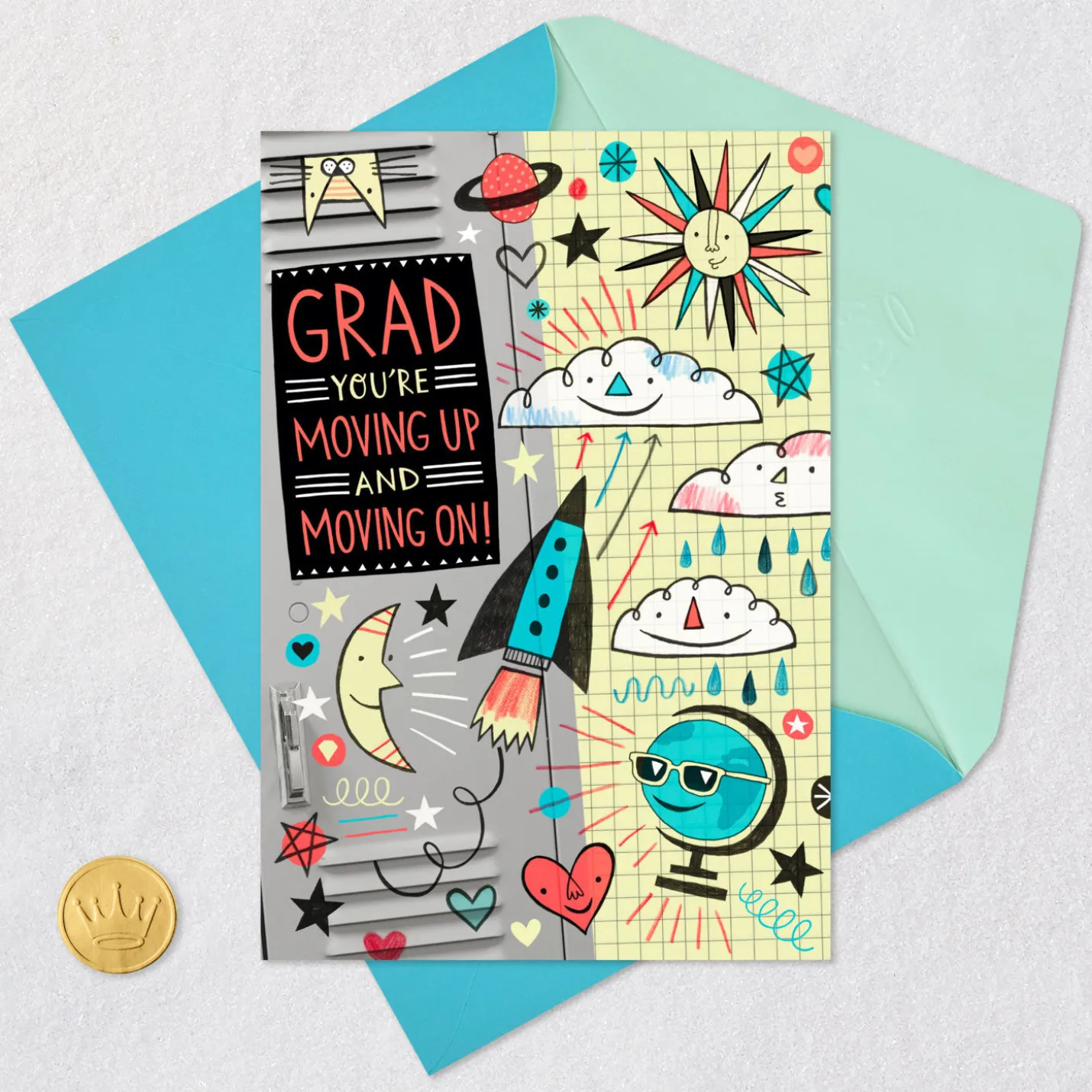 You're Moving Up and Moving On Graduation Card