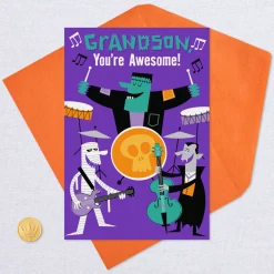 You Rock Monster Band Halloween Card for Grandson