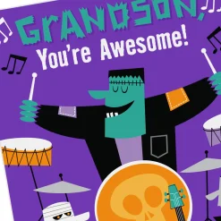 You Rock Monster Band Halloween Card for Grandson