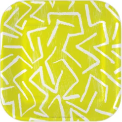 Zig-Zag Stripe on Yellow Dessert Plates, Pack of 8