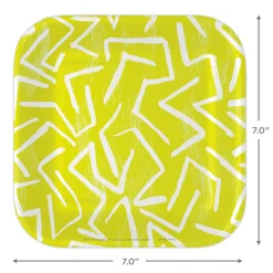 Zig-Zag Stripe on Yellow Dessert Plates, Pack of 8