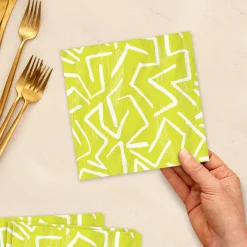 Zig-Zag Stripe on Yellow Dinner Napkins, Pack of 20