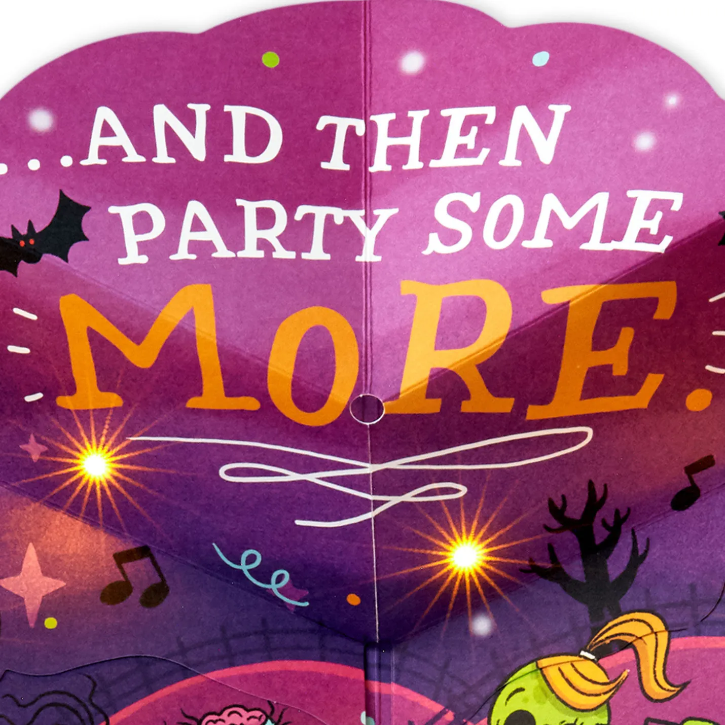 Zombie Dance Party Funny Musical Pop-Up Halloween Card With Light