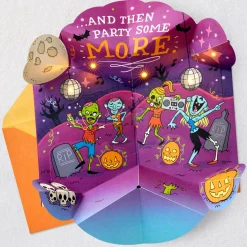 Zombie Dance Party Funny Musical Pop-Up Halloween Card With Light